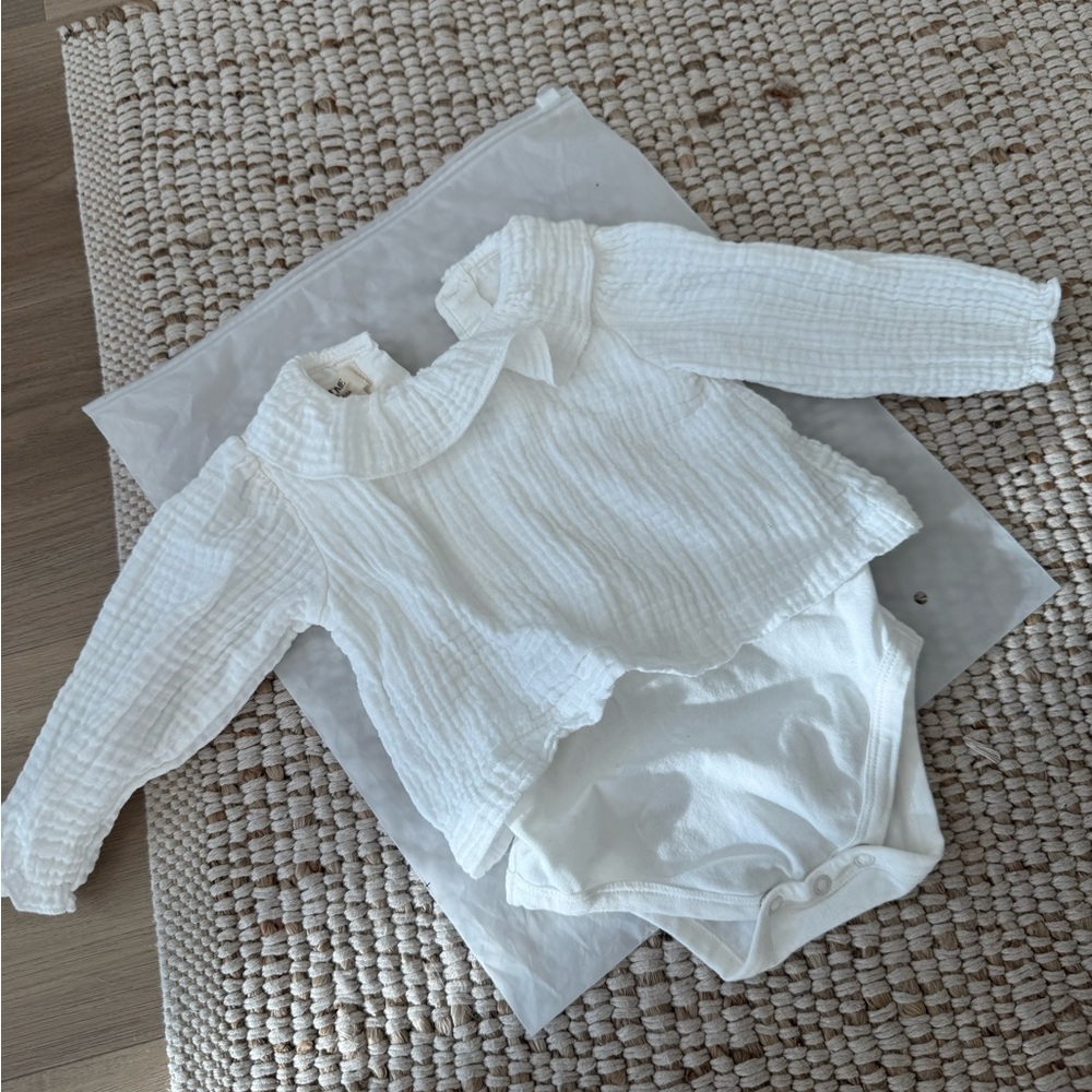 Zara 100% Cotton Baby Long Sleeve Bodysuit